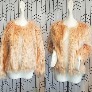 Light pink shaggy faux fur jacket